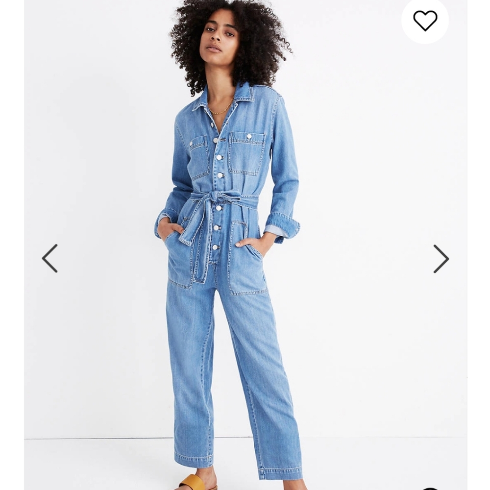 COPY - Madewell denim tie waist jumpsuit in Cosgr…